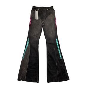 $3,300 SS23 Sample paneled flare denim